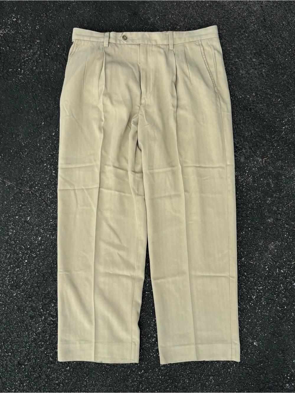 Tommy Bahama Mens Silk Blend Pleated Dress Pants Chino Beige Tan 35x28 Beach USA